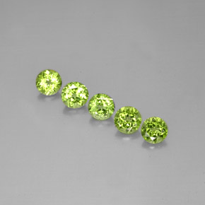 캐럿 천연 생기 있는 그린 페리도트 보석, 라운드 컷, 6.04 mm, VVS-VS