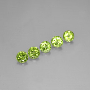 캐럿 천연 생기 있는 그린 페리도트 보석, 라운드 컷, 6.04 mm, VVS-VS
