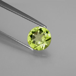 1.21캐럿 천연 생기 있는 그린 페리도트, 라운드 컷, 6.98 mm, VS