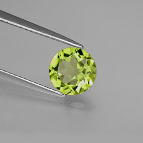 1.35캐럿 천연 생기 있는 그린 페리도트, 라운드 컷, 7.14 mm, VS