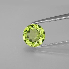 1.35캐럿 천연 생기 있는 그린 페리도트, 라운드 컷, 7.14 mm, VS