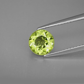 1.21캐럿 천연 생기 있는 그린 페리도트, 라운드 컷, 6.82 mm, VVS-VS