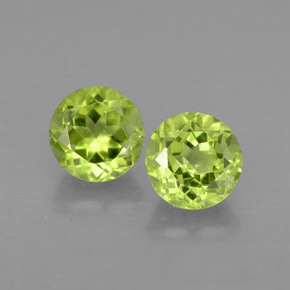 캐럿 천연 생기 있는 그린 페리도트 보석, 라운드 컷, 5.81 mm, VVS-VS