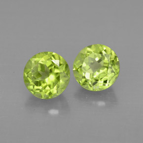 캐럿 천연 생기 있는 그린 페리도트 보석, 라운드 컷, 5.81 mm, VVS-VS