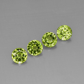 캐럿 천연 생기 있는 그린 페리도트 보석, 라운드 컷, 5.96 mm, VVS-VS