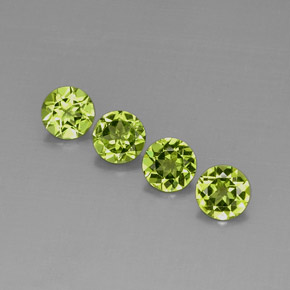 캐럿 천연 생기 있는 그린 페리도트 보석, 라운드 컷, 5.96 mm, VVS-VS