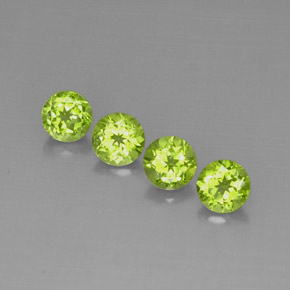 캐럿 천연 생기 있는 그린 페리도트 보석, 라운드 컷, 5.90 mm, VVS-VS