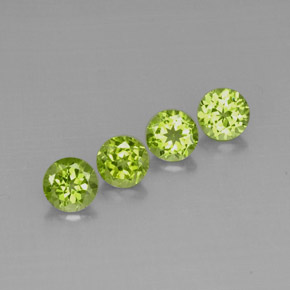 캐럿 천연 생기 있는 그린 페리도트 보석, 라운드 컷, 5.94 mm, VVS-VS