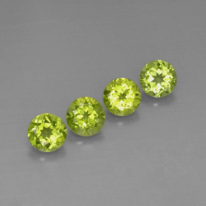 캐럿 천연 생기 있는 그린 페리도트 보석, 라운드 컷, 5.87 mm, VVS-VS