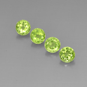 캐럿 천연 생기 있는 그린 페리도트 보석, 라운드 컷, 5.80 mm, VVS-VS