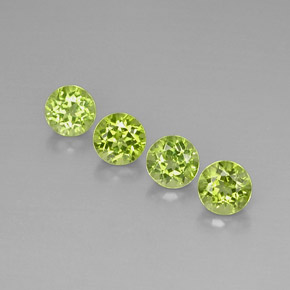 캐럿 천연 생기 있는 그린 페리도트 보석, 라운드 컷, 5.90 mm, VVS-VS