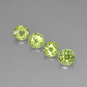 캐럿 천연 생기 있는 그린 페리도트 보석, 라운드 컷, 5.90 mm, VVS-VS