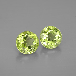 캐럿 천연 생기 있는 그린 페리도트 보석, 라운드 컷, 5.62 mm, VVS-VS