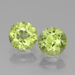 캐럿 천연 생기 있는 그린 페리도트 보석, 라운드 컷, 5.81 mm, VVS-VS