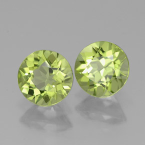 캐럿 천연 생기 있는 그린 페리도트 보석, 라운드 컷, 5.81 mm, VVS-VS