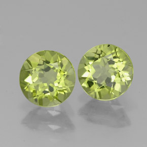 캐럿 천연 생기 있는 그린 페리도트 보석, 라운드 컷, 5.75 mm, VVS-VS