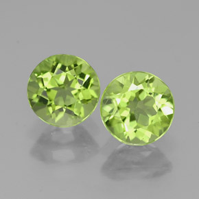 캐럿 천연 생기 있는 그린 페리도트 보석, 라운드 컷, 5.54 mm, VVS