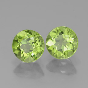 캐럿 천연 생기 있는 그린 페리도트 보석, 라운드 컷, 5.54 mm, VVS