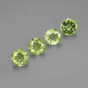 캐럿 천연 생기 있는 그린 페리도트 보석, 라운드 컷, 5.89 mm, VVS-VS