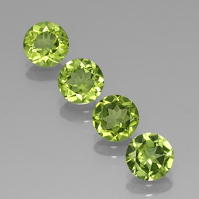 캐럿 천연 생기 있는 그린 페리도트 보석, 라운드 컷, 6.03 mm, VVS-VS