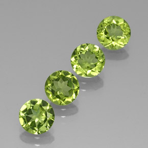 캐럿 천연 생기 있는 그린 페리도트 보석, 라운드 컷, 6.03 mm, VVS-VS