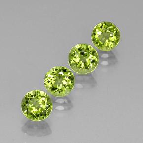 캐럿 천연 생기 있는 그린 페리도트 보석, 라운드 컷, 5.79 mm, VVS-VS