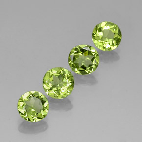 캐럿 천연 생기 있는 그린 페리도트 보석, 라운드 컷, 5.97 mm, VVS-VS