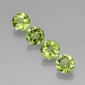 캐럿 천연 생기 있는 그린 페리도트 보석, 라운드 컷, 5.97 mm, VVS-VS