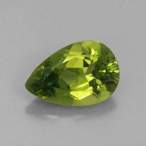 3.44캐럿 천연 생기 있는 그린 페리도트, 배 모양, 12.1×8.1 mm, VVS