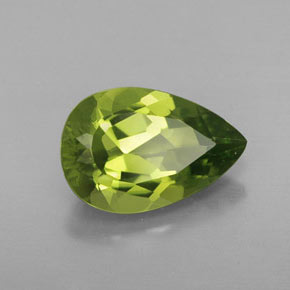 3.44캐럿 천연 생기 있는 그린 페리도트, 배 모양, 12.1×8.1 mm, VVS