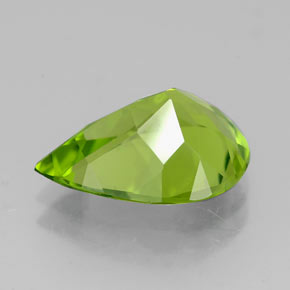 4.02캐럿 천연 생기 있는 그린 페리도트, 배 모양, 12.9×9.9 mm, VVS-VS