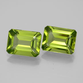 캐럿 천연 생기 있는 그린 페리도트 보석, 에메랄드 컷, 9×6.9 mm, VS
