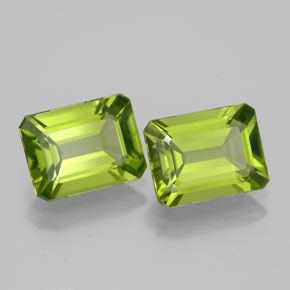 캐럿 천연 생기 있는 그린 페리도트 보석, 에메랄드 컷, 9×6.9 mm, VS