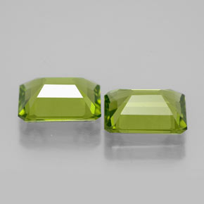 캐럿 천연 생기 있는 그린 페리도트 보석, 에메랄드 컷, 9×6.9 mm, VS