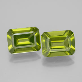 캐럿 천연 생기 있는 그린 페리도트 보석, 에메랄드 컷, 9×6.9 mm, VVS-VS