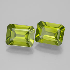 캐럿 천연 생기 있는 그린 페리도트 보석, 에메랄드 컷, 9×6.9 mm, VVS-VS