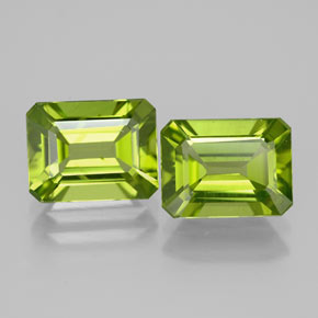 캐럿 천연 생기 있는 그린 페리도트 보석, 에메랄드 컷, 9×6.9 mm, VVS-VS