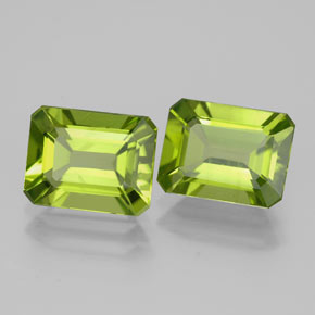 캐럿 천연 생기 있는 그린 페리도트 보석, 에메랄드 컷, 9×6.9 mm, VVS-VS