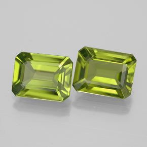 캐럿 천연 생기 있는 그린 페리도트 보석, 에메랄드 컷, 9×7 mm, VVS-VS