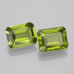 캐럿 천연 생기 있는 그린 페리도트 보석, 에메랄드 컷, 9×7 mm, VVS-VS