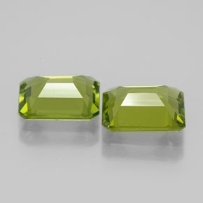 캐럿 천연 생기 있는 그린 페리도트 보석, 에메랄드 컷, 9×7 mm, VVS-VS