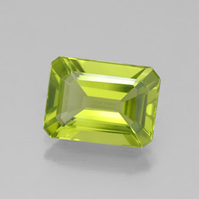 1.91캐럿 천연 생기 있는 그린 페리도트, 에메랄드 컷, 9×6.6 mm, VVS-VS