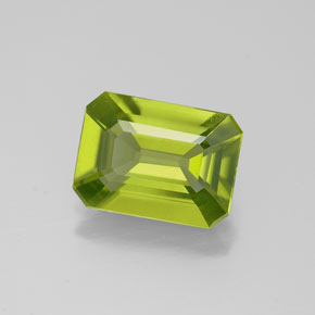 1.75캐럿 천연 생기 있는 그린 페리도트, 에메랄드 컷, 8.9×6.6 mm, VVS-VS