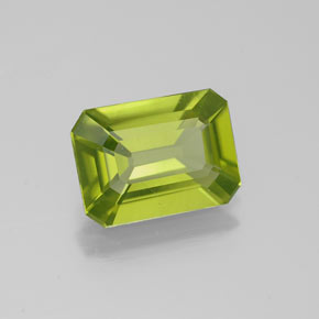 1.75캐럿 천연 생기 있는 그린 페리도트, 에메랄드 컷, 8.9×6.6 mm, VVS-VS