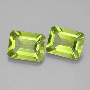 캐럿 천연 생기 있는 그린 페리도트 보석, 에메랄드 컷, 9.1×7 mm, VVS