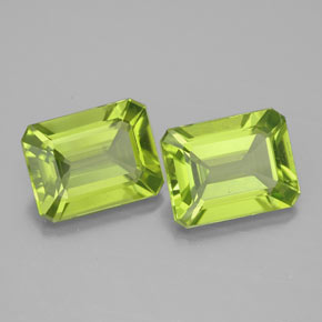 캐럿 천연 생기 있는 그린 페리도트 보석, 에메랄드 컷, 9.1×7 mm, VVS