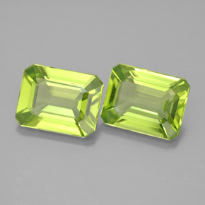 캐럿 천연 생기 있는 그린 페리도트 보석, 에메랄드 컷, 9.1×7.1 mm, VVS