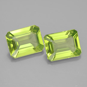 캐럿 천연 생기 있는 그린 페리도트 보석, 에메랄드 컷, 9.1×7.1 mm, VVS
