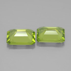 캐럿 천연 생기 있는 그린 페리도트 보석, 에메랄드 컷, 9.1×7.1 mm, VVS
