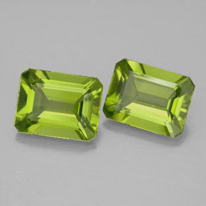 캐럿 천연 생기 있는 그린 페리도트 보석, 에메랄드 컷, 9.1×6.9 mm, VVS